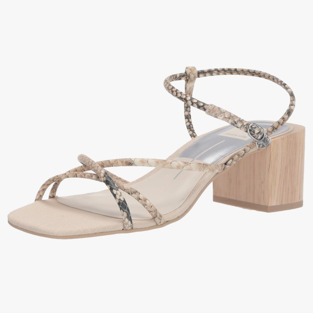 Dolce Vita snake embossed strappy sandals with block heel in size 8